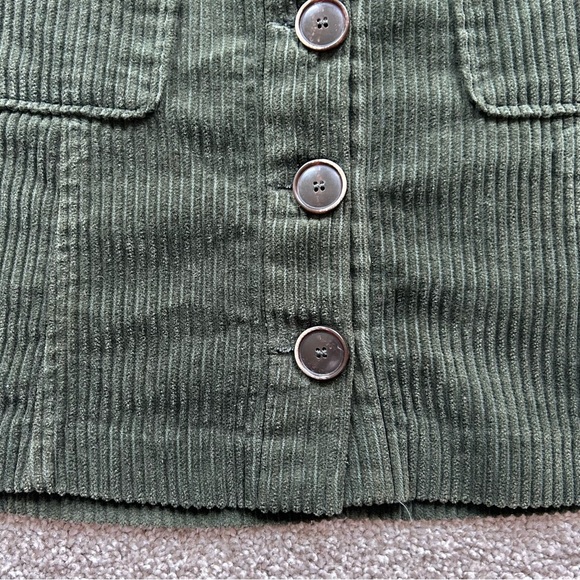 Zara TRF Dark Green Corduroy Button Front Mini Skirt w/ Patch Pockets XS - Picture 3 of 7